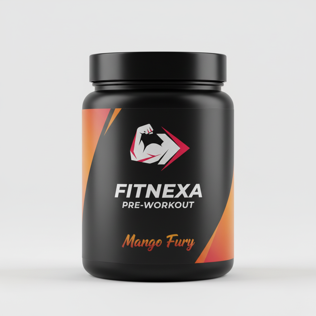 FITNEXA Mango Fury Pre-Workout – Side View
