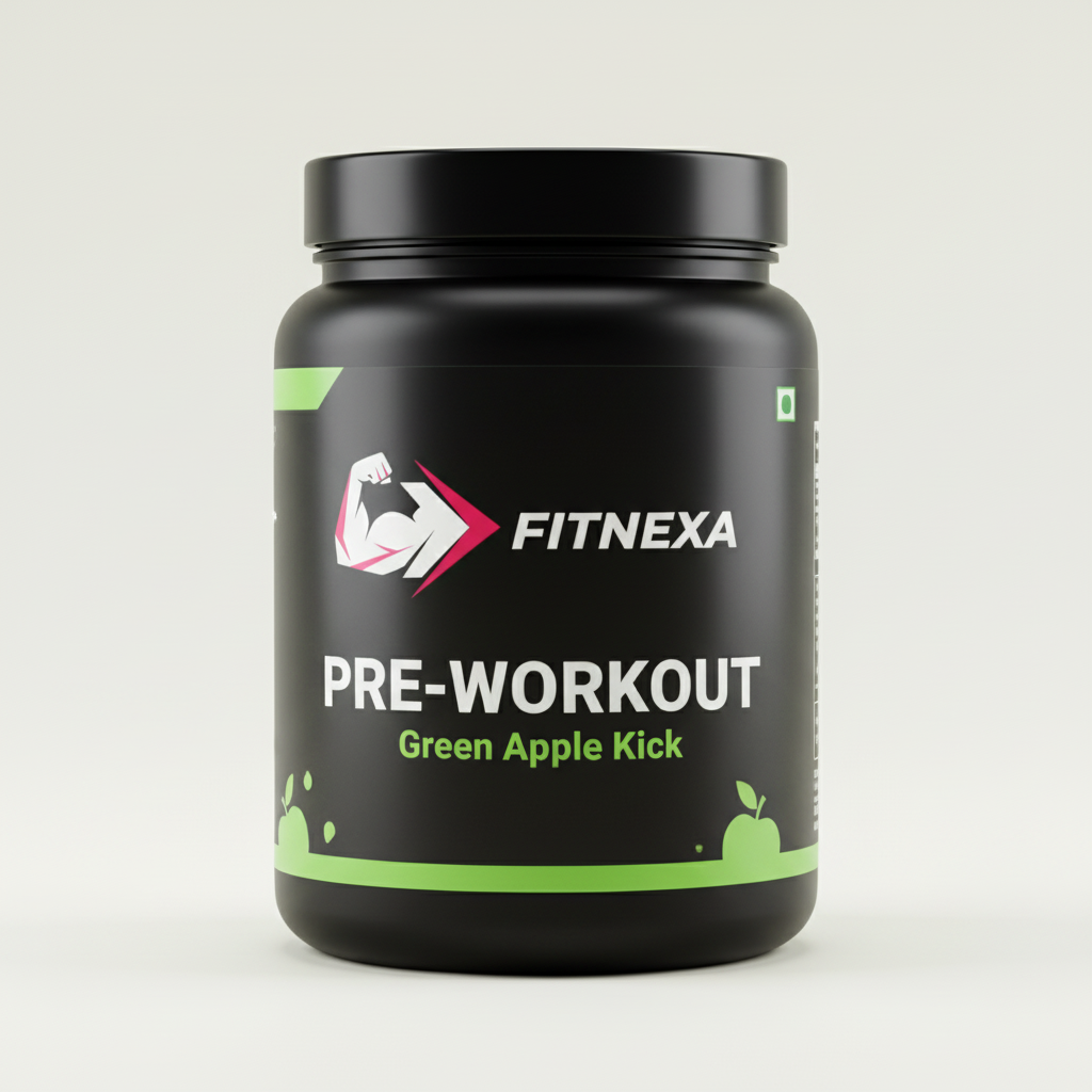 FITNEXA Green Apple Kick Pre-Workout - Front View