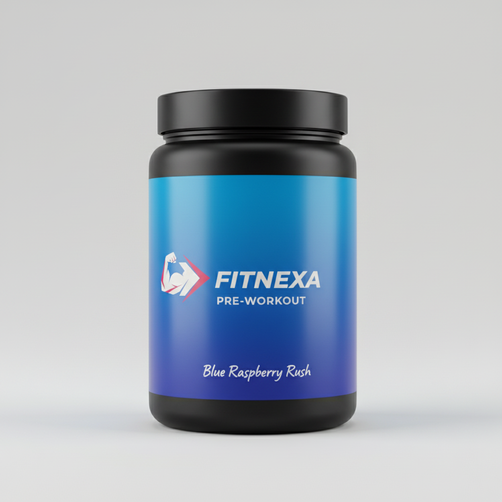 FITNEXA Blue Raspberry Rush Pre-Workout – 45 Degree Angle