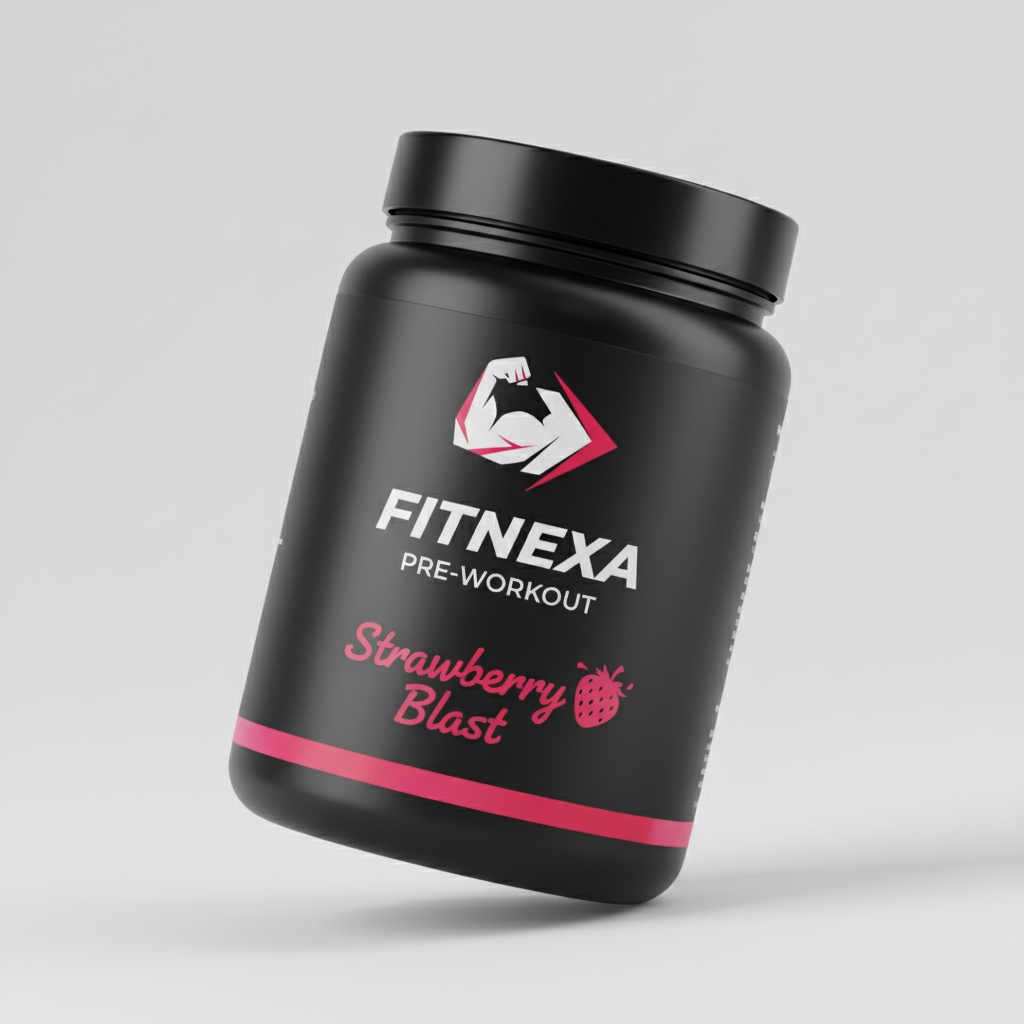 FITNEXA Strawberry Blast Pre-Workout – 45 Degree Angle