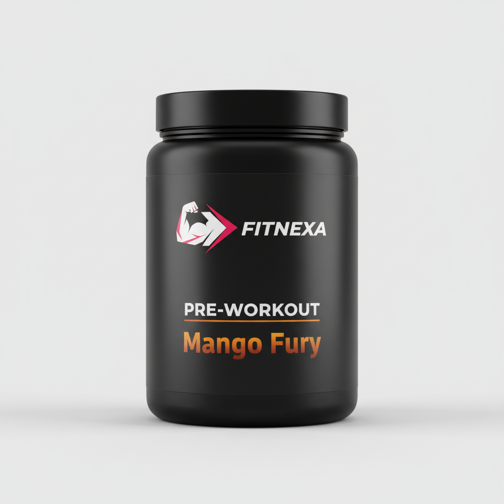 FITNEXA Mango Fury Pre-Workout – Front View