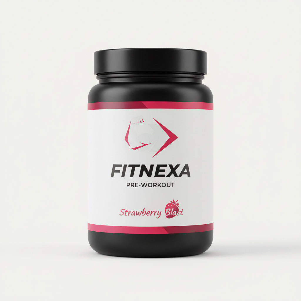 FITNEXA Strawberry Blast Pre-Workout – Front View