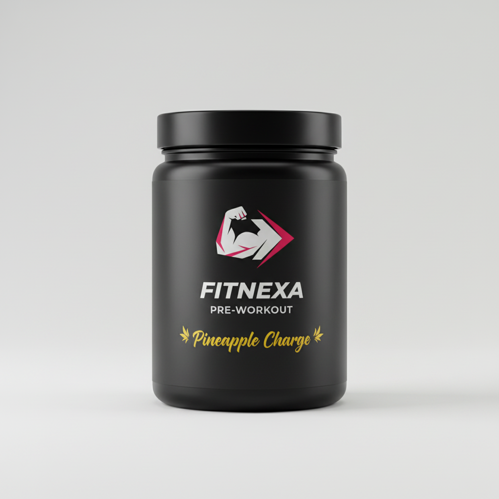 FITNEXA Pineapple Charge Pre-Workout – Side View